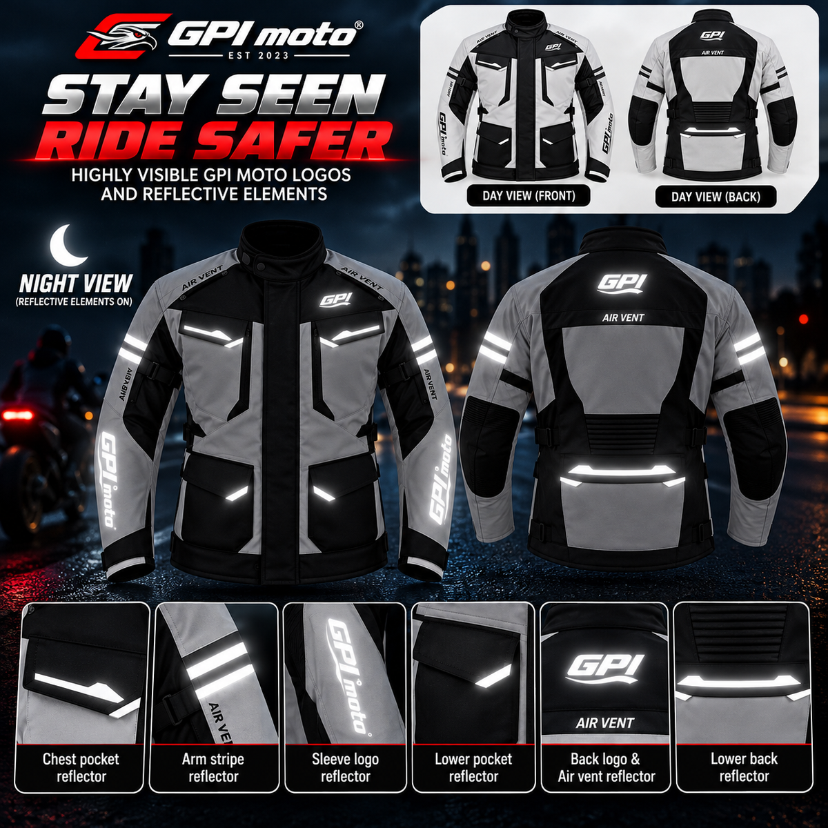 Men’s All-Season 7 Pockets Waterproof High Premium Quality Motorcycle Jacket – Beach/Black