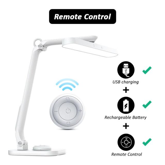 Remote Control LED Desk Lamp Eye-Caring Adjustable Office Lamp USB Charging Touch Control Memory Function Reading Table Lights Decorative Table Lamp Cute Study Lamps for Bedroom Décor