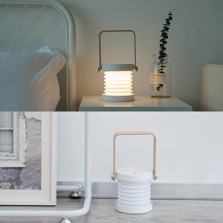 Retractable Bedroom Bedside Reading Light Folding Led Desk Lamp Wooden Handle Portable Lantern Light For Camping Emergency Lamps Decorative Table Lamp Cute Study Lamps for Bedroom Décor