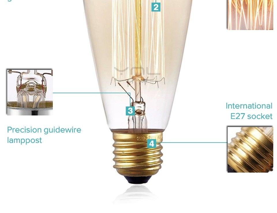 Retro Edison Light Bulb Vintage Edison Lamp Vintage Incandescent Edison Light Bulbs Edison Filament Light Bulb Dimmable Warm White Different Shape Light