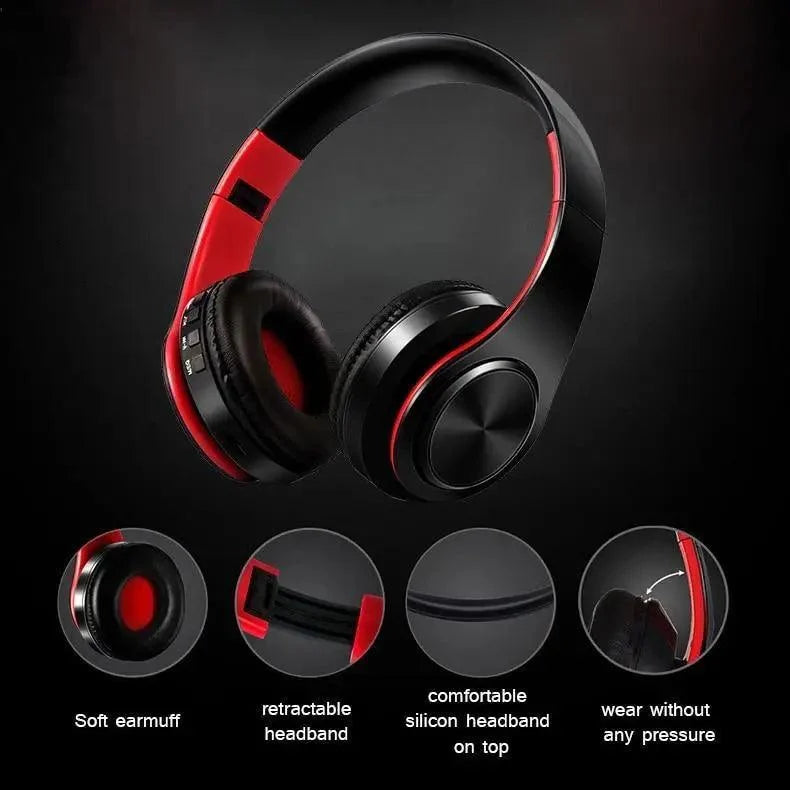 Retro Stereo Earphones Bluetooth Headphone Music Headset FM And Support SD Card With Mic And Volume Control, Wireless And Wired Headset