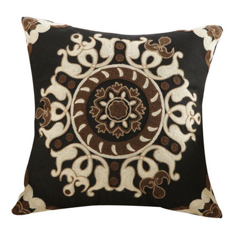100% Cotton Embroidery Flower Pattern Pillow Cover Home Decoration Sofa Cushion Cover Housewarming Gift Pillow Case Decorative Embroidered Pillow Cover Handmade Cotton Cover For Throw Pillows Beautiful Modern Floral Patterns 45x45cm