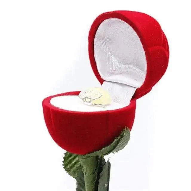 Romantic Red Rose Love Heart Wedding Ring Box Elegant Cases Earring Necklace Jewelry Gift Box Case