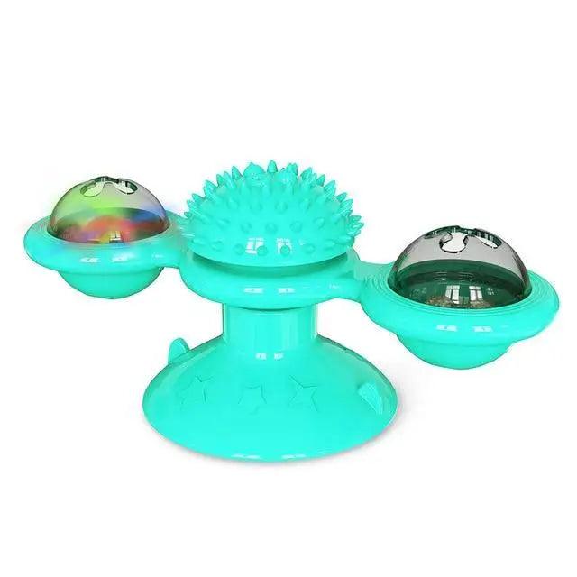 Rotatable Funny Massage Cat Toys Windmill LED Ball Teeth Cleaning Toys For Pets Interactive Turntable Tease Cat Toys