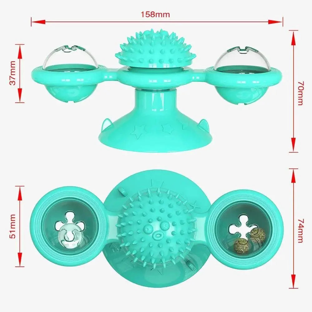 Rotatable Funny Massage Cat Toys Windmill LED Ball Teeth Cleaning Toys For Pets Interactive Turntable Tease Cat Toys