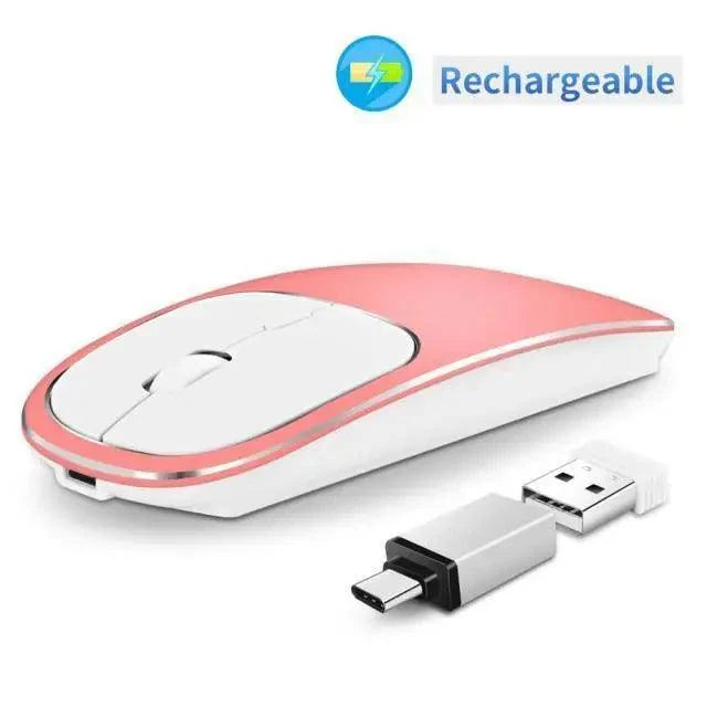 Silent White Slim 2.4G Wireless Rechargeable USB Portable Mouse Ultra Thin 1600DPI Noiseless Ergonomic Mice For Laptop