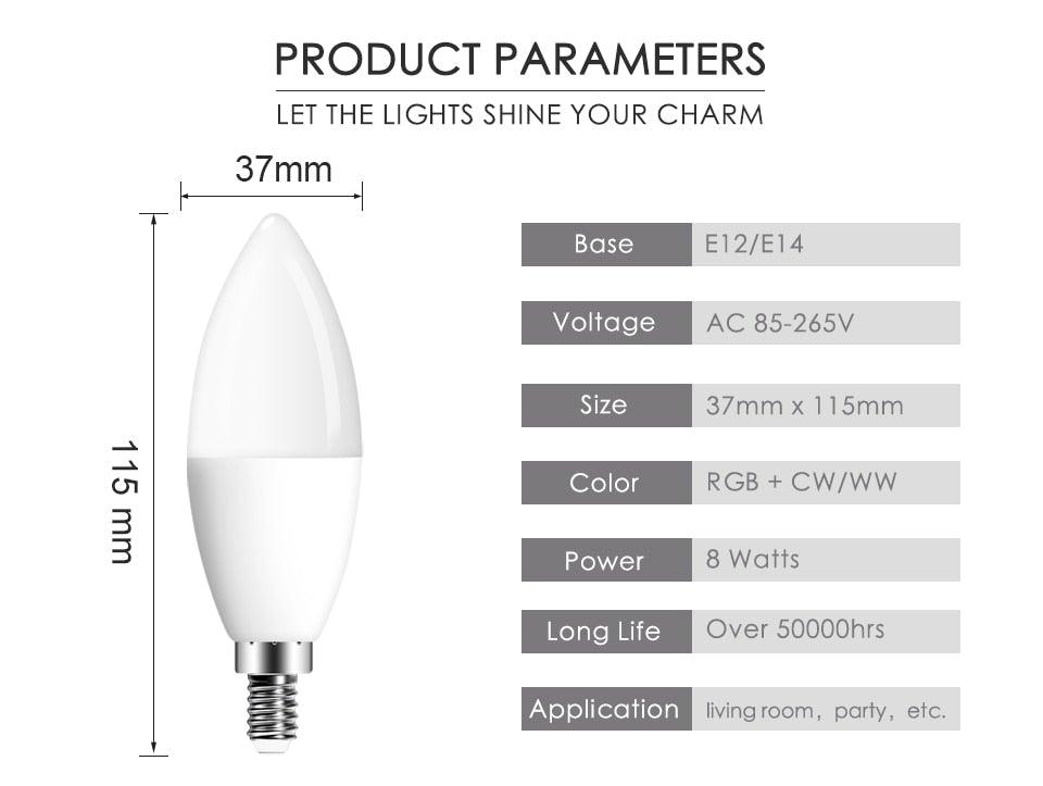 Smart For Home LED Light Bulb E27 E14 GU10 B22 220V 110V Spot Magic Changeable Lamp Lampada+IR Control Decoration RGB White Compatible with Alexa Google Home, RGBCW Smart GU10 Bulb, WiFi Smart LED Spot Light Bulb Indoor Decoration