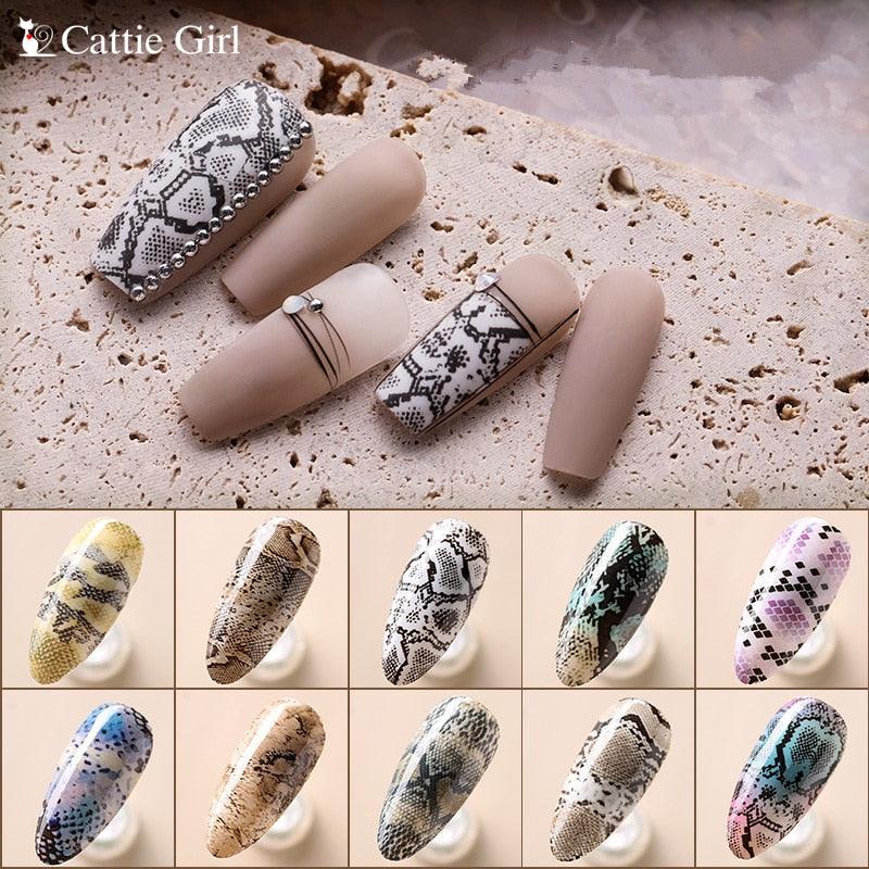 Snakeskin Nail Foils for Nails Transfer Paper Sticker Sexy Sliders Adhesive Paper Wraps Snake Nail Art Decorations Women Nail Decorations Accessories Metal Curve Stripe Lines Design Letter Nail Sticker Adhesive Decoration
