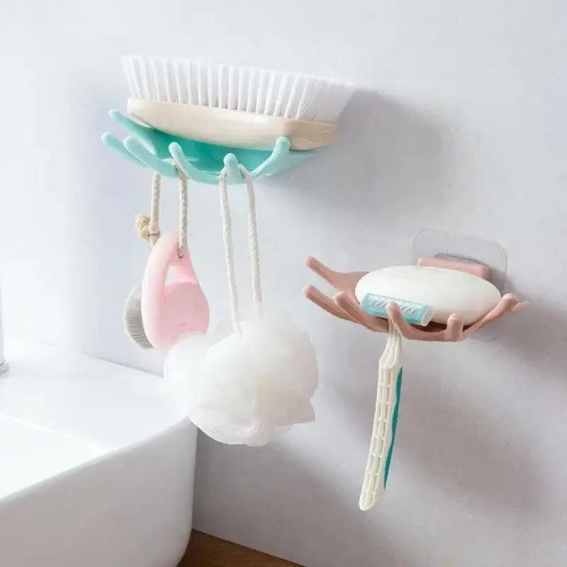 Soap Holder Bathroom Shower Dish Plates Storage Box With Drain Wall Mounted Self Adhesive Plastic Supplies Bathroom Soap Rack Suction Cup Bathroom Soap Dish Holder Shower Soap Dish Saver Tray Bar Soap Sponge Holder for Shower Bathroom Tub and Kitchen