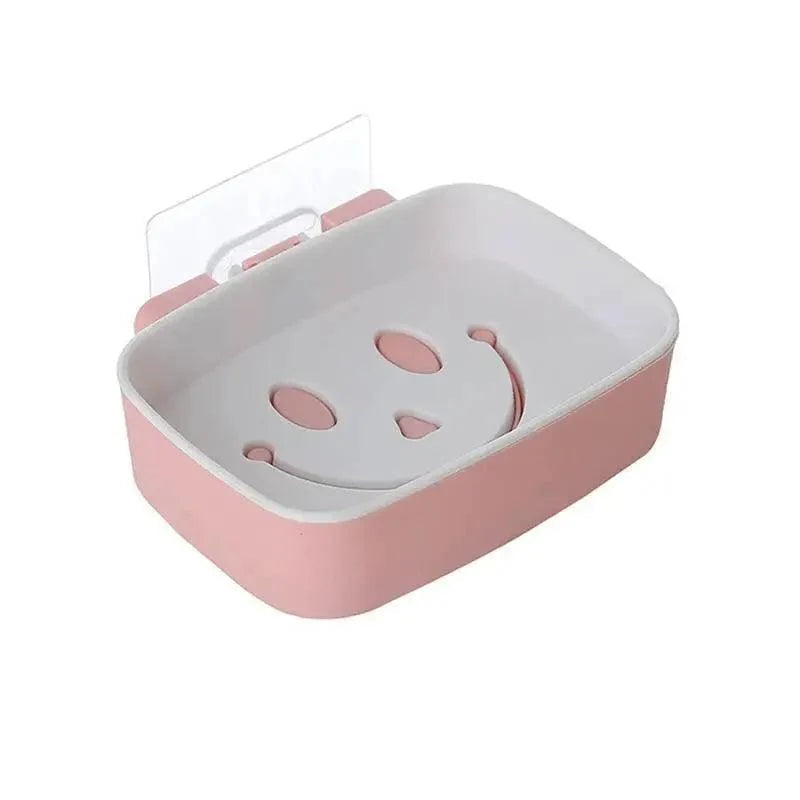Soap Rack No Drilling Wall Mounted Double Layer Soap Holder Soap Sponge Dish Bathroom Accessories Soap Dishes Self Adhesive Soap Dish Bar Soap Holder Soap Dishes Tray Saver Case Box for Shower Bathroom Kitchen Dish Drainer Drying Rack