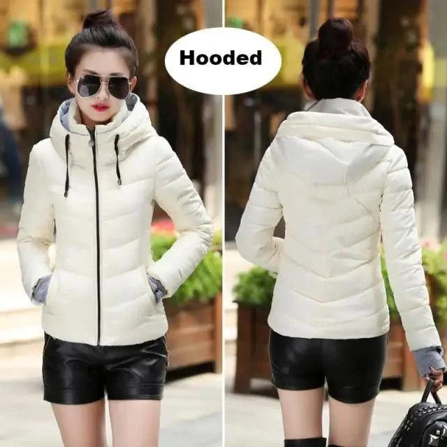 Soft And Comfortable Winter Jacket For Women Short Women's Thicken Outerwear In solid hooded Coats Zipper For Female Slim Cotton padded basic tops