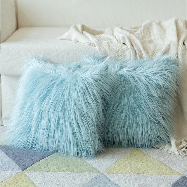 Soft Fur Polyester Cotton Pillow Covers Cushion Covers Luxury Soft Decorative Pillow Covers Home Decor Pillow Covers Living Room Bedroom Decorative Pillowcase Shaggy Fluffy Cover 45x45CM