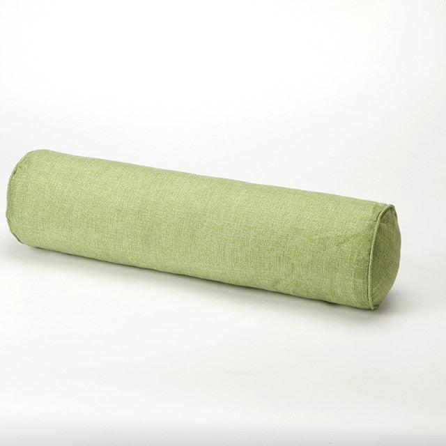 Solid Long Round Maternity Pillow Cotton linen Neck Headrest Body pillow Bed Chair Car Seat Backrest Sleeping Pillow Round Cervical Roll Cylinder Bolster Pillow with Removable Washable Cover, Ergonomically Designed for Head Neck Spine