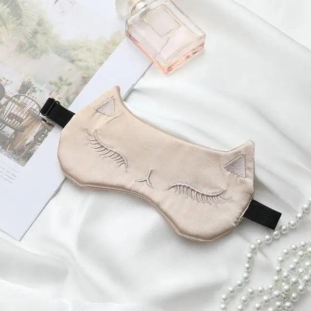 Stylish Cat Eye And Ear Design Pure Silk Double-side Shading Eyeshade Sleeping Eye Mask Blindfolds Eyeshade Health Sleep Shield Light