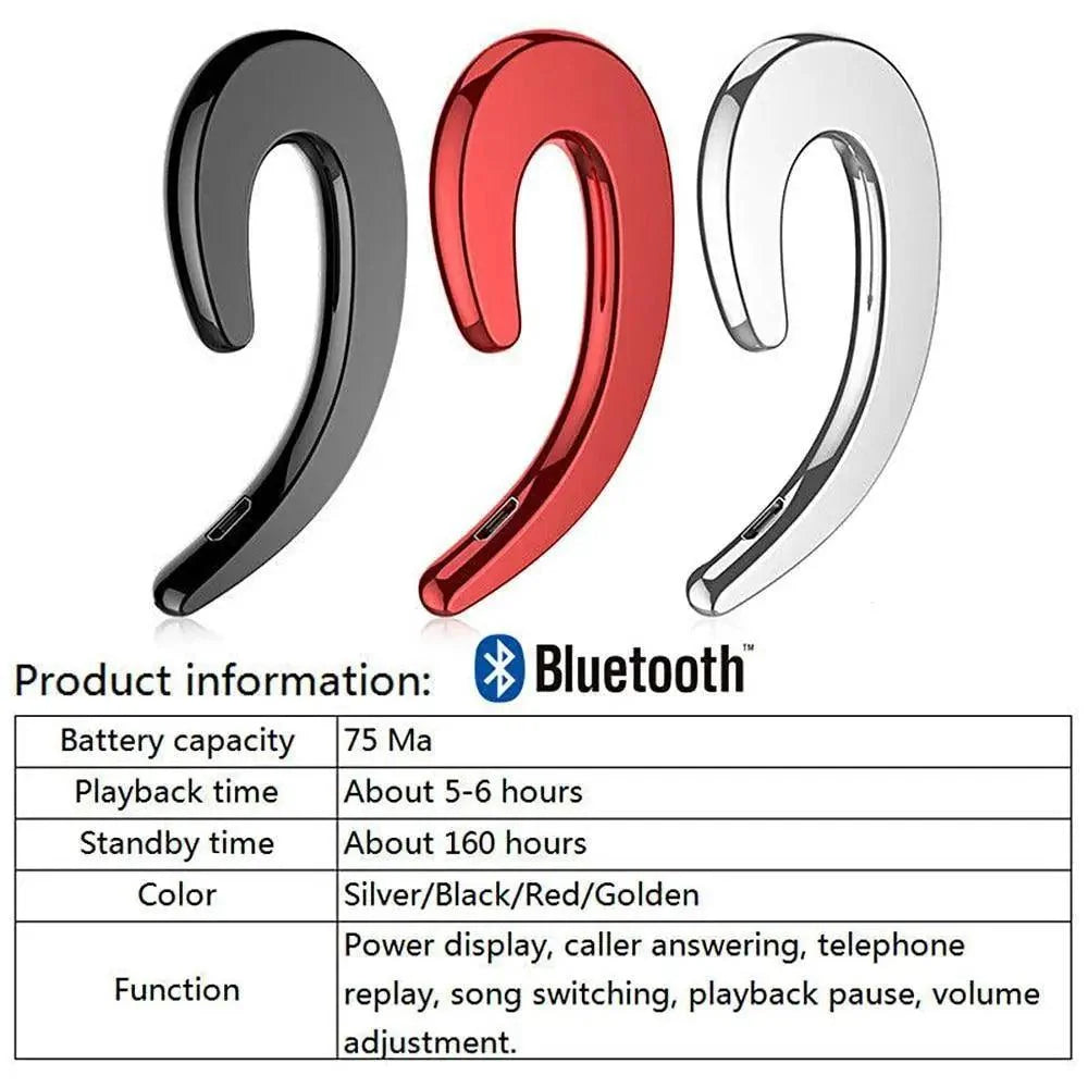 Stylish Unique Design Bone Conduction Earphone Wireless Bluetooth 4.2 Sports Stereo Headset For Laptop Ear Hook Ear Buds Lightweight Waterproof Earpiece For Business