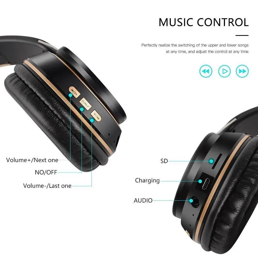Stylish Wireless Headphones 3D Stereo Bluetooth Foldable Gaming Headphones With Mic Foldable Lightweight Neckband Headphone For Mobile PC Laptop