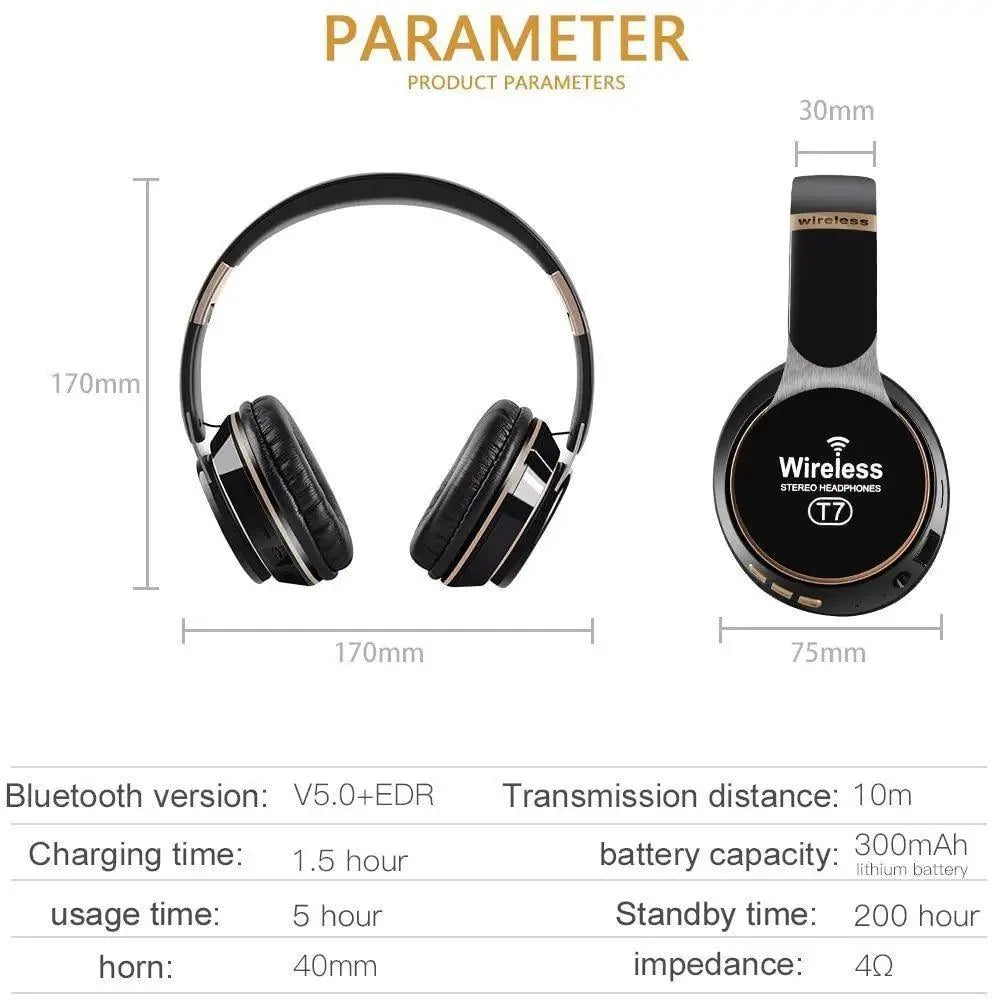 Stylish Wireless Headphones 3D Stereo Bluetooth Foldable Gaming Headphones With Mic Foldable Lightweight Neckband Headphone For Mobile PC Laptop
