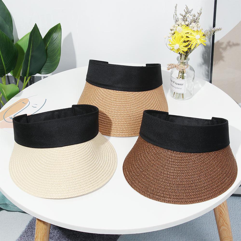 Summer Adjustable Empty Top Hat Portable Foldable Women's Beach Hat Wide Brim Women Sun Hat Fashion Casual Comfortable Cap Visors For Outdoor Activities