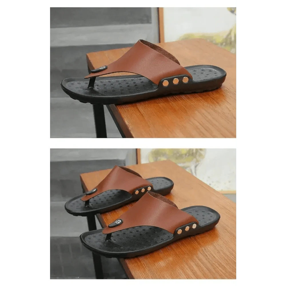 Summer Modern Design Men Flip-Flops For Beach Slippers Classic Brown Sandals Comfortable Casual Beach Outdoor Slippers For Men