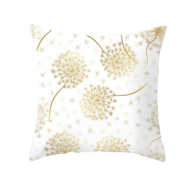 Tropical Leaf Flower Green Yellow Pillowcase Decorative Throw Pillow Case Cushion Cover Gold Stamping Leaves Polyester Cushion Cover Throw Pillow Decorative Cushions Home Decor Pillow Covers