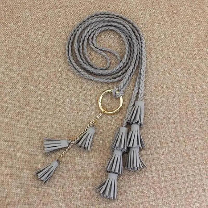 Unique Classic PU Leather Tie Strap Waist Belt For Women Modern Rope Style Design Ladies Waistbands