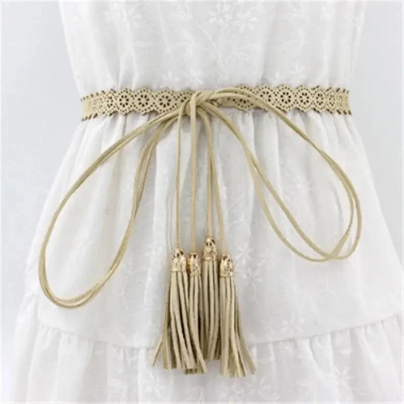 Unique Classic PU Leather Tie Strap Waist Belt For Women Modern Rope Style Design Ladies Waistbands