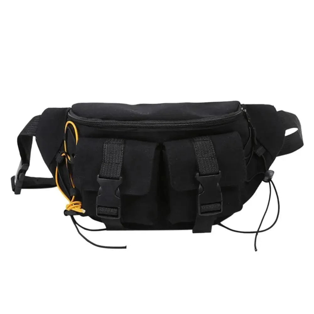Unisex Casual Stylish Zipper Fanny Black Waist Bag Comfortable Travel Cross Body Bag Large Capacity Bags
