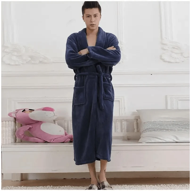 Unisex Comfortable Fleece Soft Bathrobes Elegant Sleepwear For Men And Women Winter Indoor Warm Bathrobe