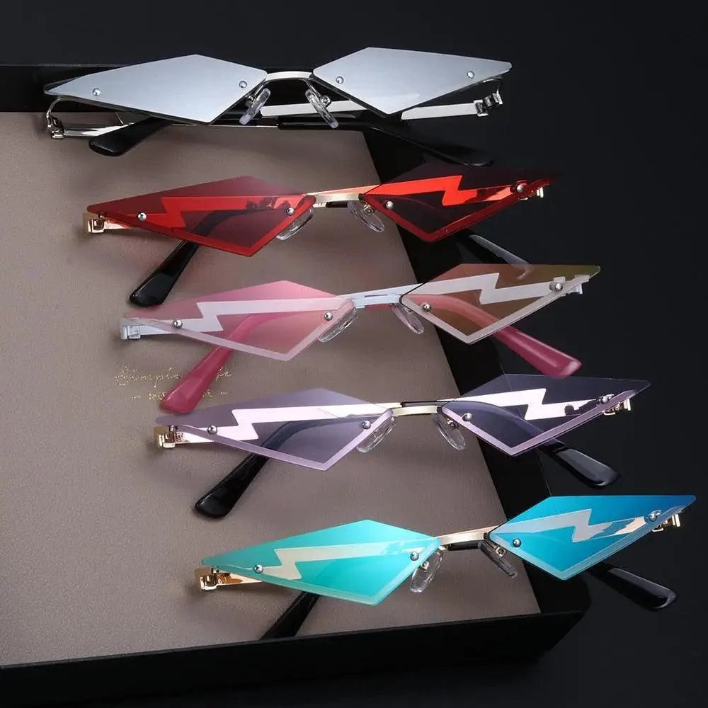 Unisex Elegant Diamond Shape Rimless Sunglasses Vintage Sun Glasses Cute Designs Excellent Gift For Summer
