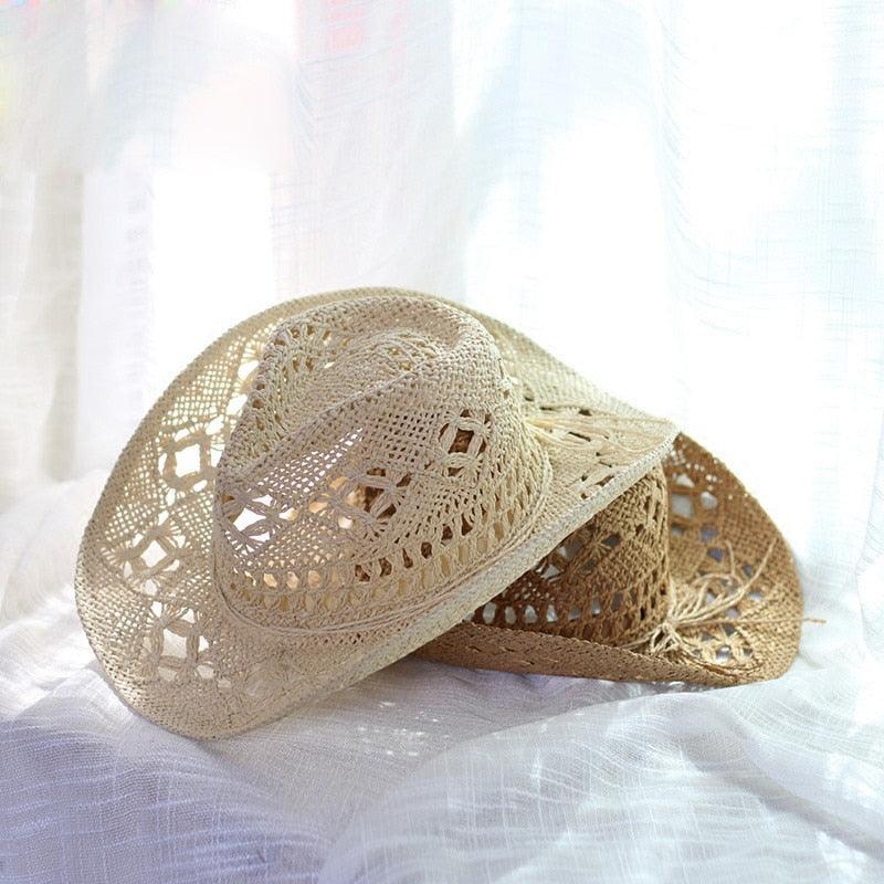 Vintage Straw Cowboy Hat Hand Made Beach Straw Hat Summer Outdoor Men's And Women's Big Brim Sun Hat Elegant Party Cap Sun Protection Unisex Hats Breathable Hat