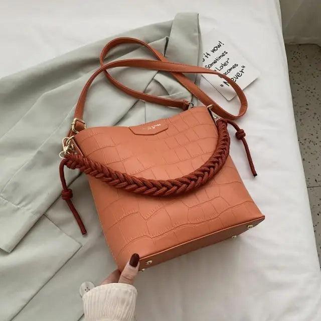 Vintage Style Fashionable Women's bucket bag Stone Pattern Shoulder Bag For Ladies Diagonal Female Bag