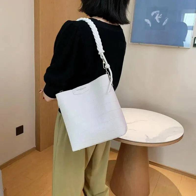 Vintage Style Fashionable Women's bucket bag Stone Pattern Shoulder Bag For Ladies Diagonal Female Bag