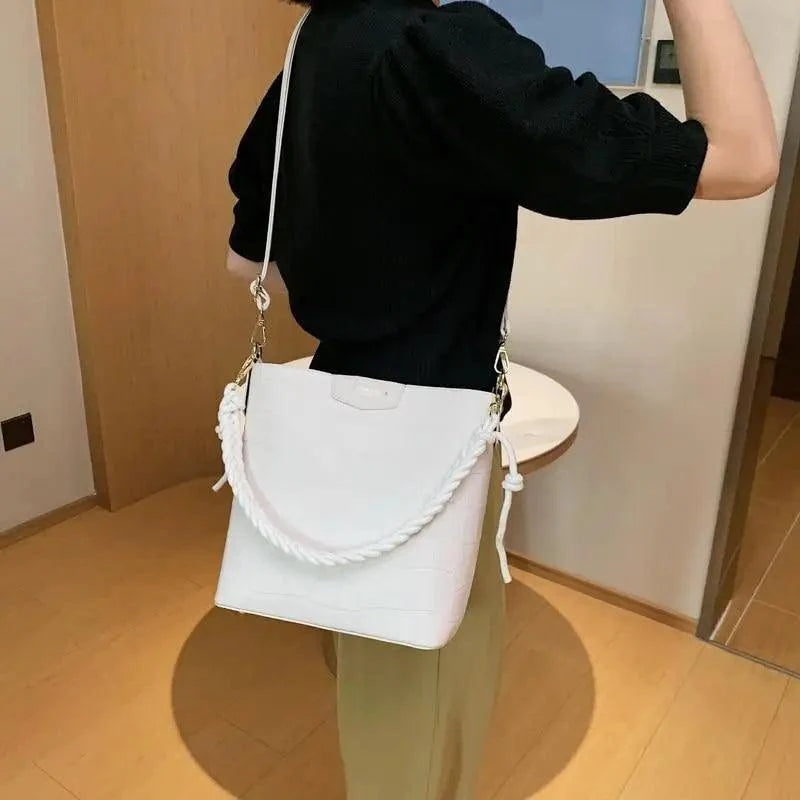 Vintage Style Fashionable Women's bucket bag Stone Pattern Shoulder Bag For Ladies Diagonal Female Bag
