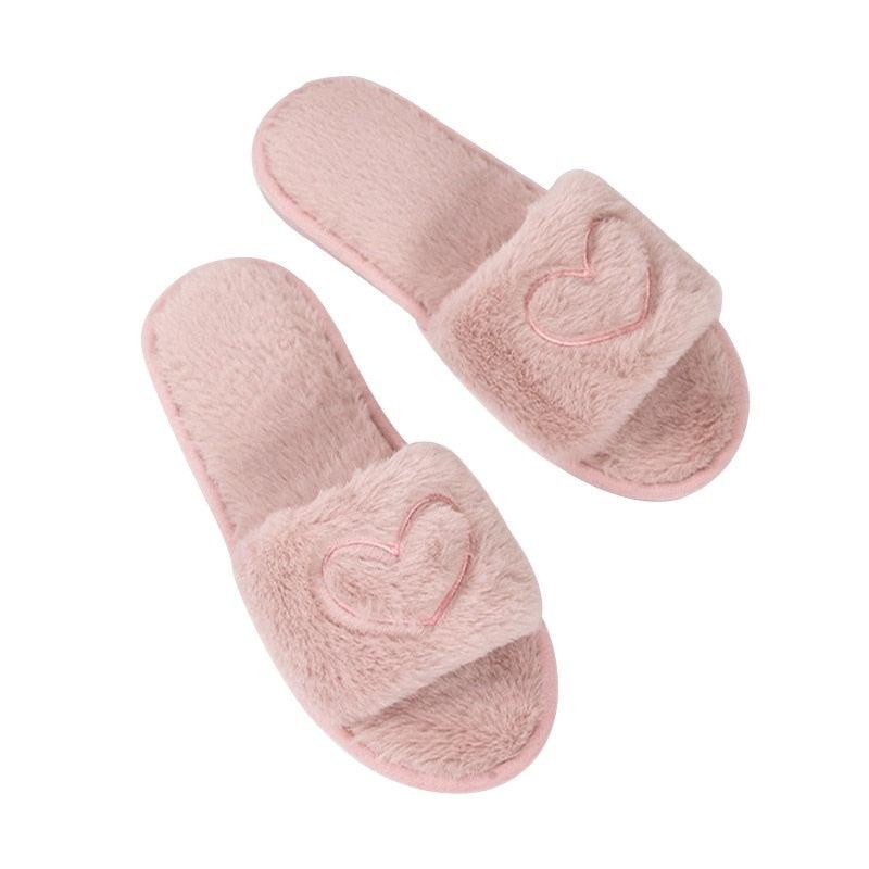 Warm Fluffy Slippers Women Faux Fur Slipper Indoor Floor Slides Flat Soft Furry House Warm Comfortable Fuzzy Furry Bedroom Slippers Indoor Cozy Memory Foam Anti-Slip Flip Flops