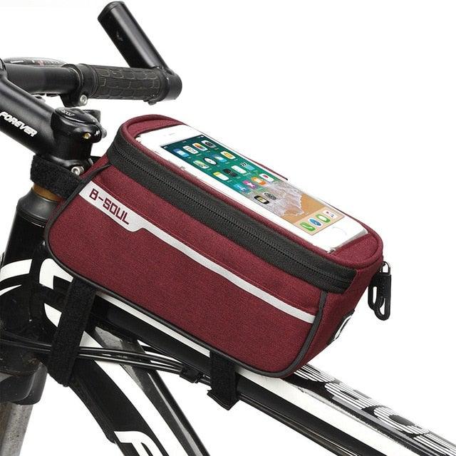 Waterproof Bicycle Bag Nylon Bike Cycling Cell Mobile Phone Bag Case Bicycle Front Tube Bags Accessories Bike Phone Front Frame Bag Bicycle Bag Waterproof Bike Phone Mount Bag Bike Phone Case Holder Accessories Cycling Pouch Compatible With Phone