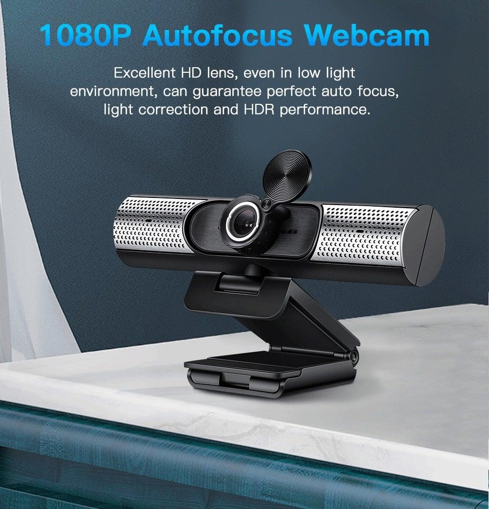 Webcam 1080P Full HD Autofocus Web Camera With Speaker Microphone USB Cam for PC Computer Laptop Video Calling Work Gaming 3D Noise Reduction