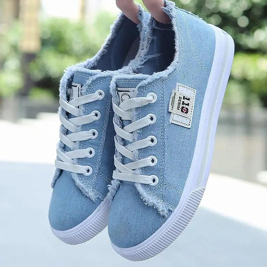 White Canvas Womens Sneakers Casual Fashion Denim Summer Elegant Women Sneakers