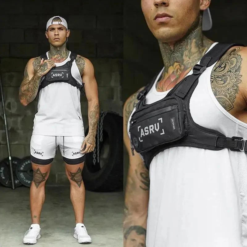 White Fashion Men Lightweight Chest Bag Running Pack For Workouts Running Phone Holder With Extra Storage Minimalist Design