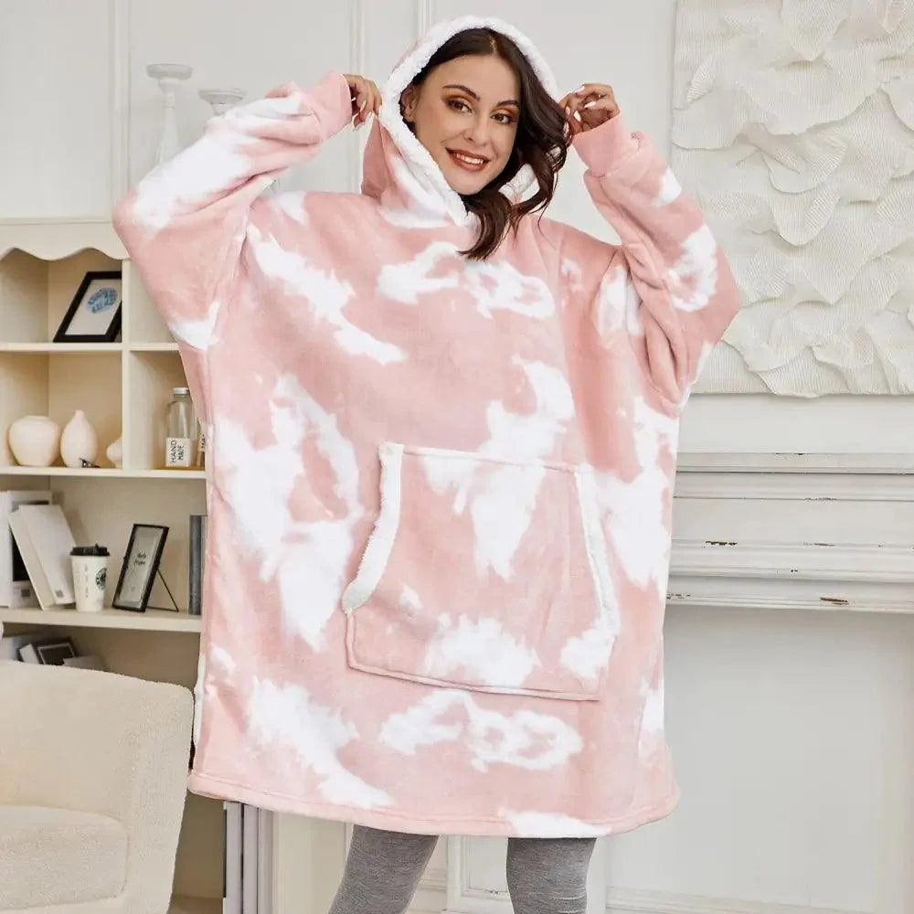Winter Oversized Wearable Blanket Women Hoodies Sweatshirt TV Blanket With Sleeves Pullover Warm Soft Unisex Hoody Comfortable Sweatshirts For Autumn