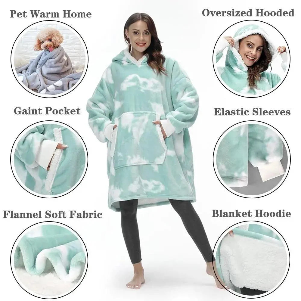 Winter Oversized Wearable Blanket Women Hoodies Sweatshirt TV Blanket With Sleeves Pullover Warm Soft Unisex Hoody Comfortable Sweatshirts For Autumn