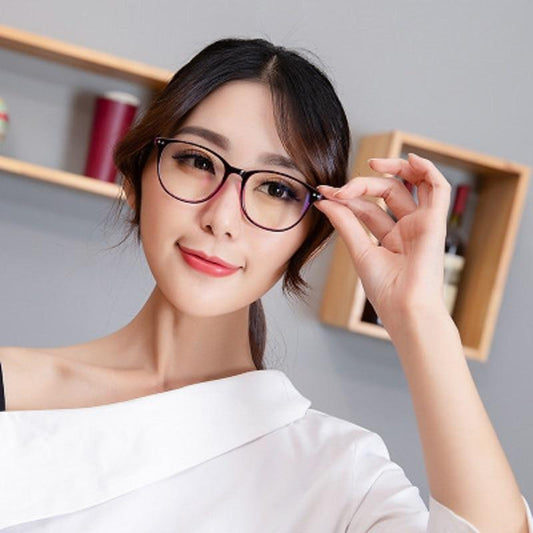 Women Myopia Glasses Ladies Blue And Anti Eye Strain Headache Computer Glasses Transparent Lens Film Coated Oval Formed Myopia Glasses -1.0 -1.5 -2.0 -2.5 -3.0 -3.5 -4.0 -4.5 -5.0 -5.5