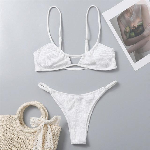Women One-Shoulder Bikini Swimsuit Women Push Up Swimwear Women's Bathing Suit Comfortable Bikini Ribbed Two Piece Swimsuit Bikini Set Summer Bathing Suit Beach Wear Swimming Suit