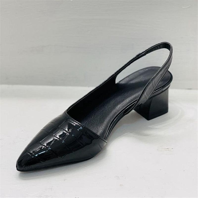 Women's Pointed Toes Pumps Luxury Heels Sandals Summer New Vintage Woman Lady Sandals Fashion Heel Sandals Mid Block Square Heel Slip On Pointed Toe Office Sandal