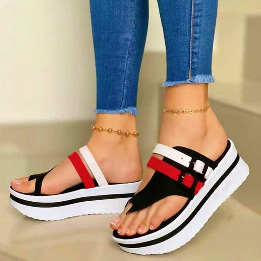 Women's Shoes New Platform Sandals Summer Clip Toe Casual Flip Flops Women Light Comfort Slides Platform Sandals Elastic Ankle Strap Platform Modern Sandals For Women