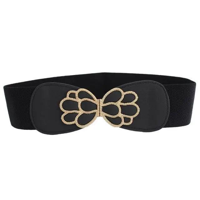 Women Vintage Stretch Belt Unique Black Elastic Design Stretchy Luxury Waistband Stylish Women Waist Belts
