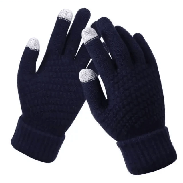 Women Winter Modern Touchscreen Gloves Thicken Warm Knitted Stretch One Size Gloves Full Finger Outdoor Skiing Gloves