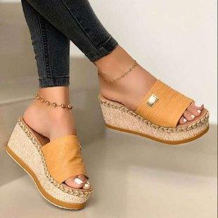 Womens High Heels Sandal Thick Bottom Casual Summer Sandals Woman Platform Casual Flip Flops Summer Beach Sandals Elegant Slippers High Heel Platform Sandals