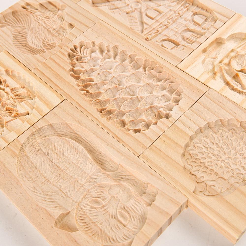 Wooden Cookie Mold Cutter Wooden Gingerbread Cookie Moulds Press 3D Cake Embossing Baking Mold Rose Flower Cutter Bakery Gadgets Cookies, Wooden Cookie Cutter, Funny Wooden Cookie Molds For Baking, Gingerbread Mold, Pine Cone Mold, Cake Mold