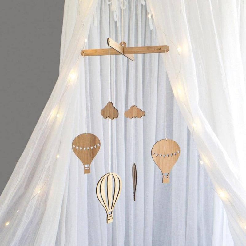 Wooden Hot Air Balloon Wind Chime Hanging Toys Baby Bed Bell Kids Room Decoration Wall Hanging Ornaments Nursery Decor Photo Props For Kids Wind Chimes Decorations