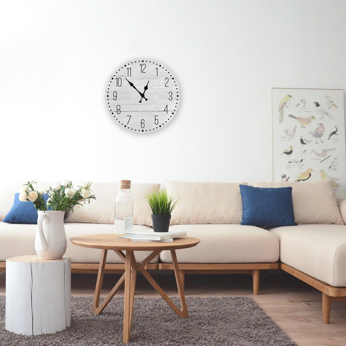 Wooden Wall Clock 10 Inch Silent Non Ticking Quartz Wall Clock 10 Inch Silent Non-Ticking Wooden Wall Clocks Battery Operated Country Retro Rustic Style Decorative for Living Room Kitchen Retro Fashion Wood Wall Clock Decorative for Living Room Kitchen